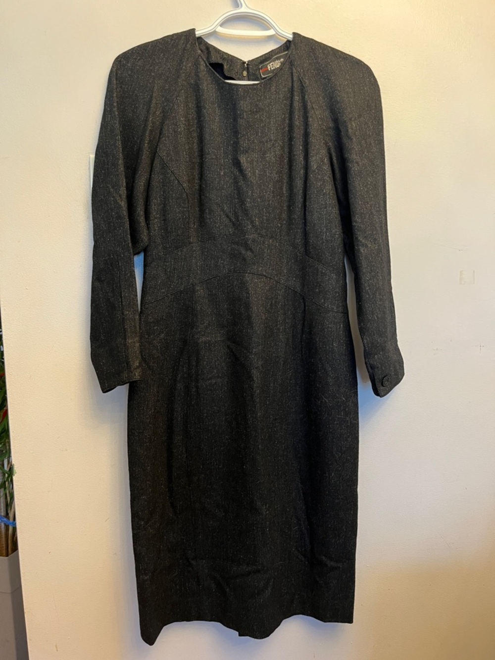 Fendi Black Long-Sleeve Tailored Sheath Dress